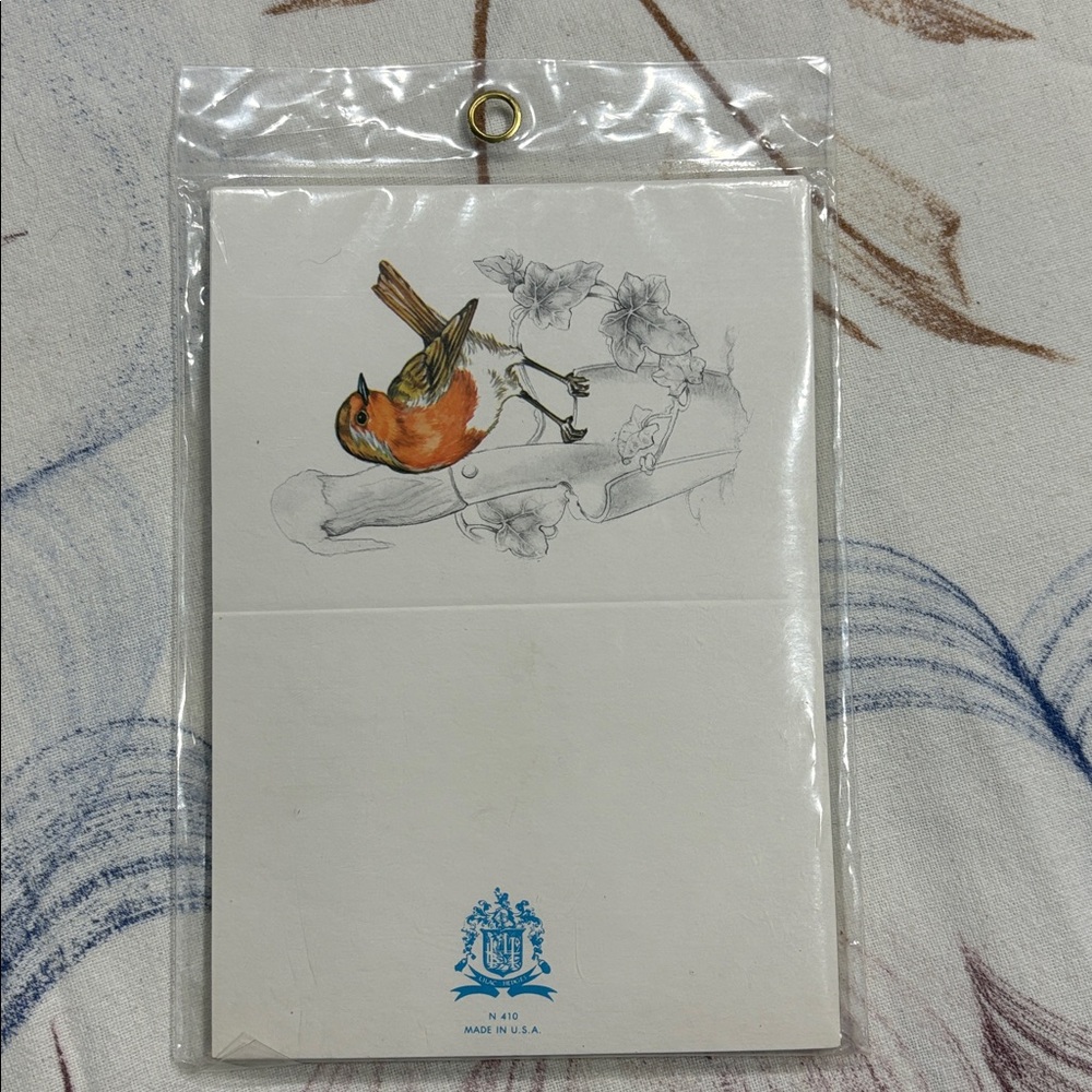 Vintage Sealed Paper House Bird Garden Illustration 10 Blank Notes & Envelopes !